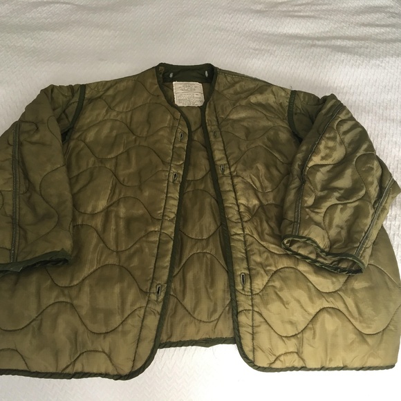 Army green military jacket with liner, Men's Large - Picture 5 of 8
